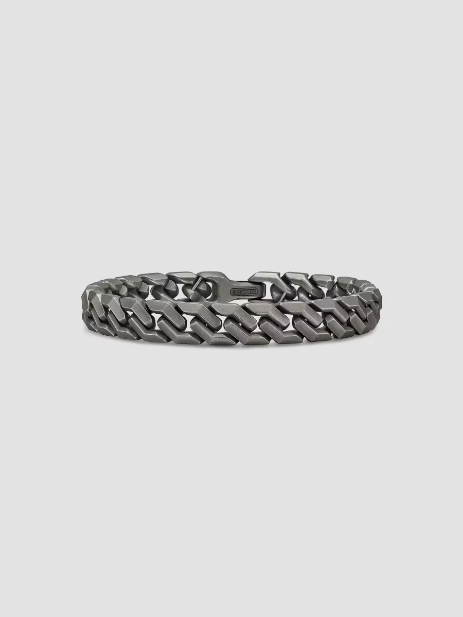 Curb Chain Angular Link Bracelet in Titanium, 8.7MM