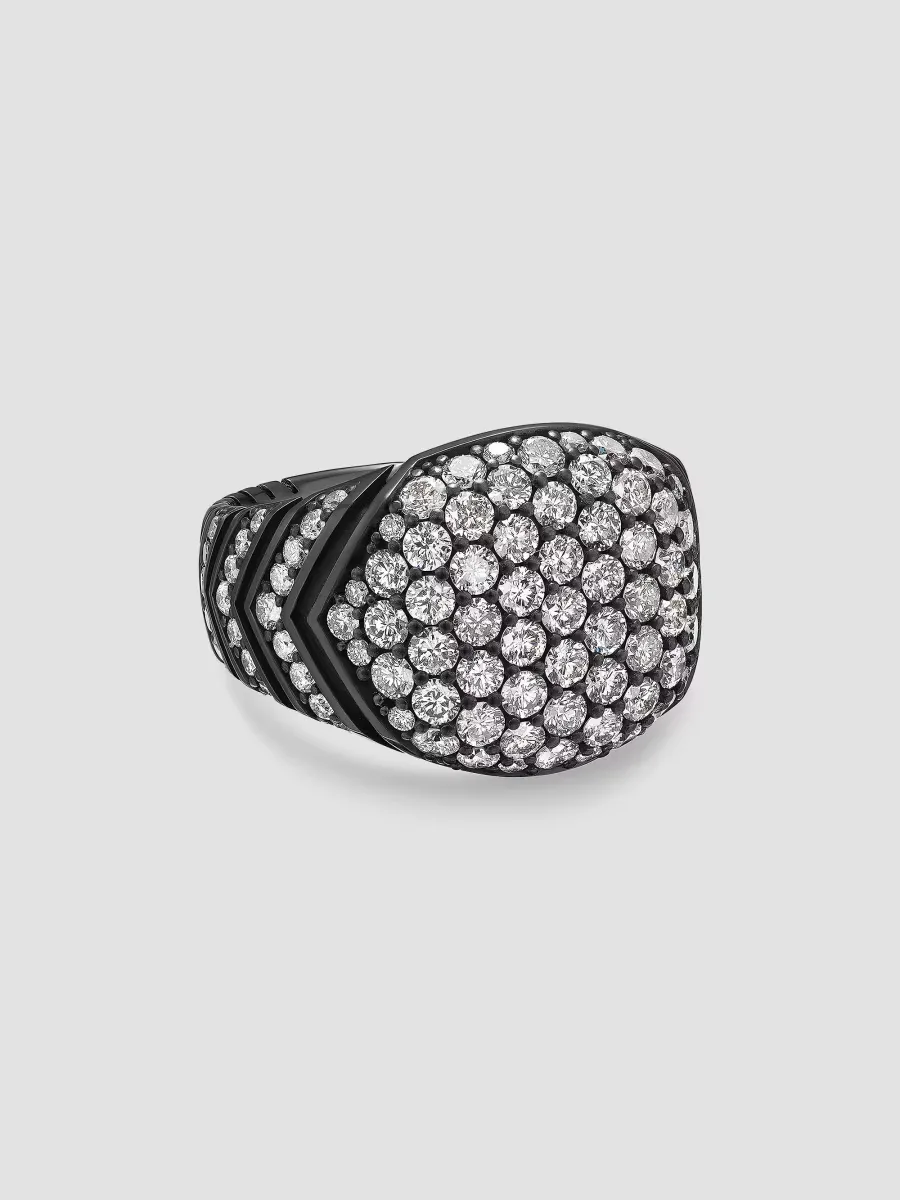 Chevron Signet Ring in Black Titanium by David Yurman