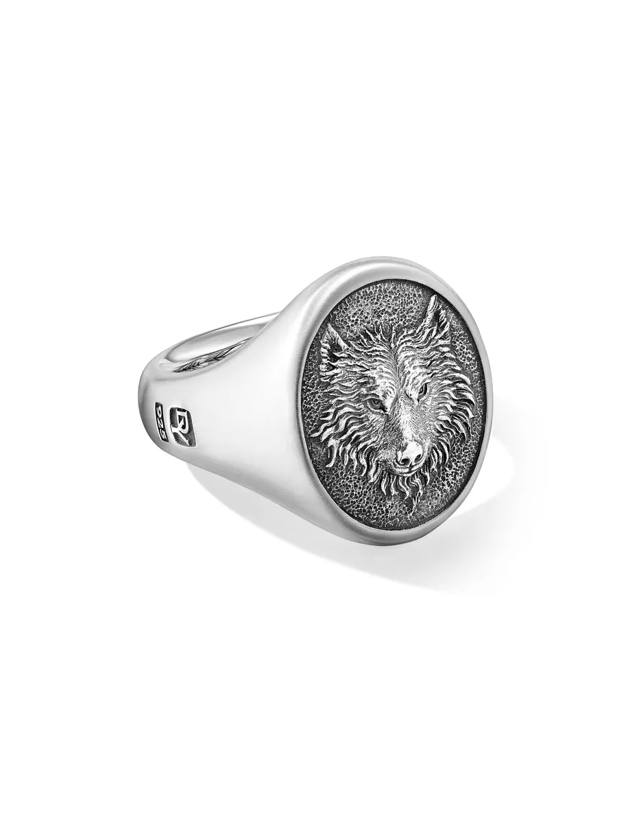 Petrvs Wolf Signet Ring in Sterling Silver by David Yurman