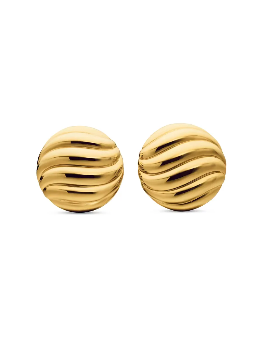Sculpted Cable Stud Earrings in 18K Yellow Gold by David Yurman