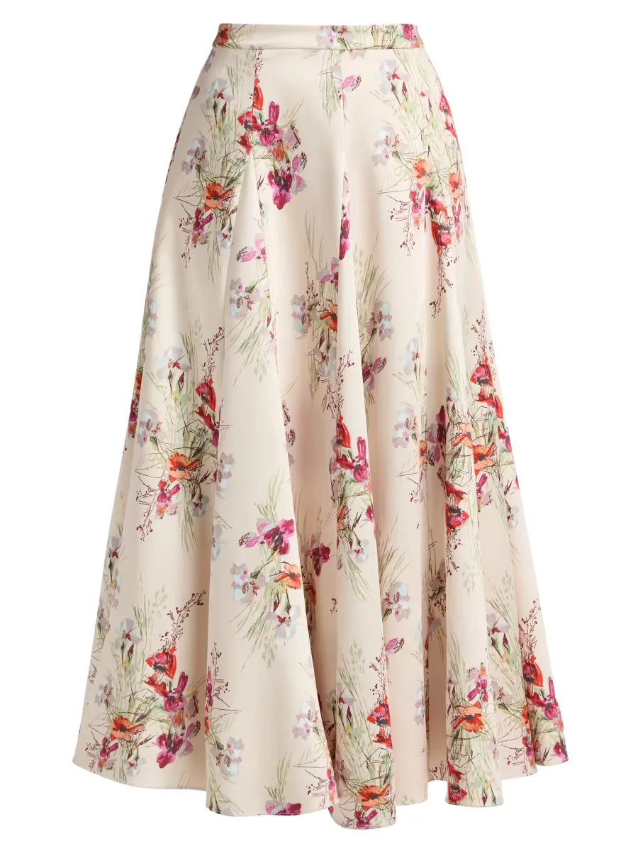 Hilda Iris Bouquet Midi-Skirt by Cinq  Sept