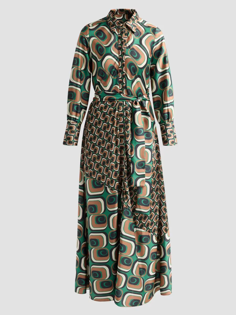 Stevie Printed Tie-Waist A-Line Midi Dress