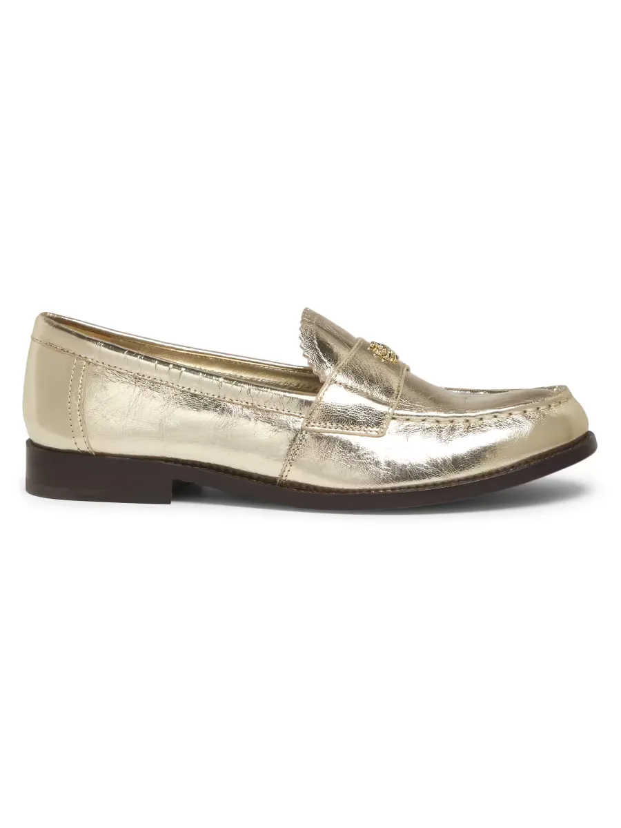 Classic Metallic Leather Loafers by Tory Burch