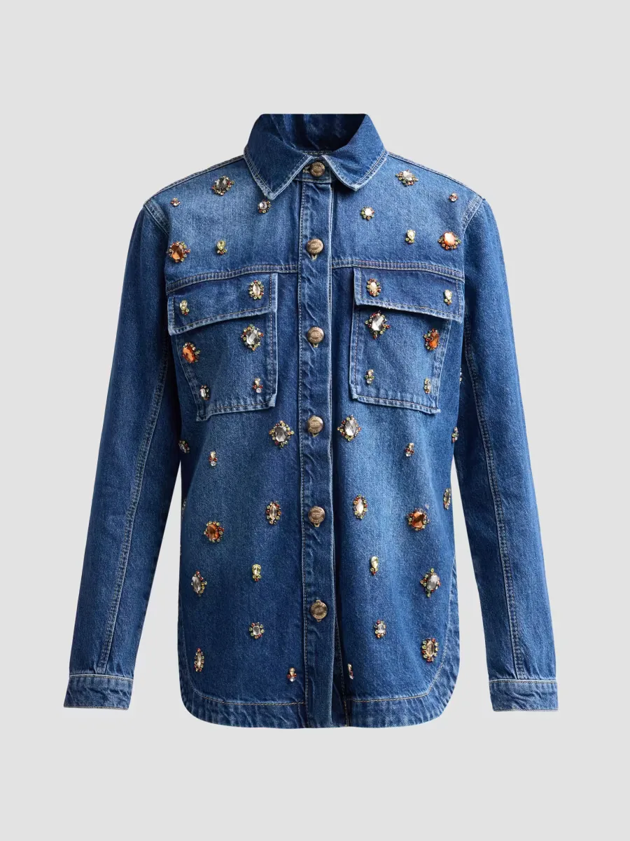 Embellished Denim Shirt by FARM Rio