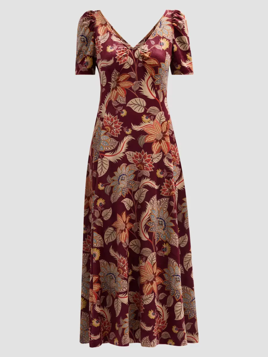 Delhi Floral Velvet A-Line Dress by FARM Rio