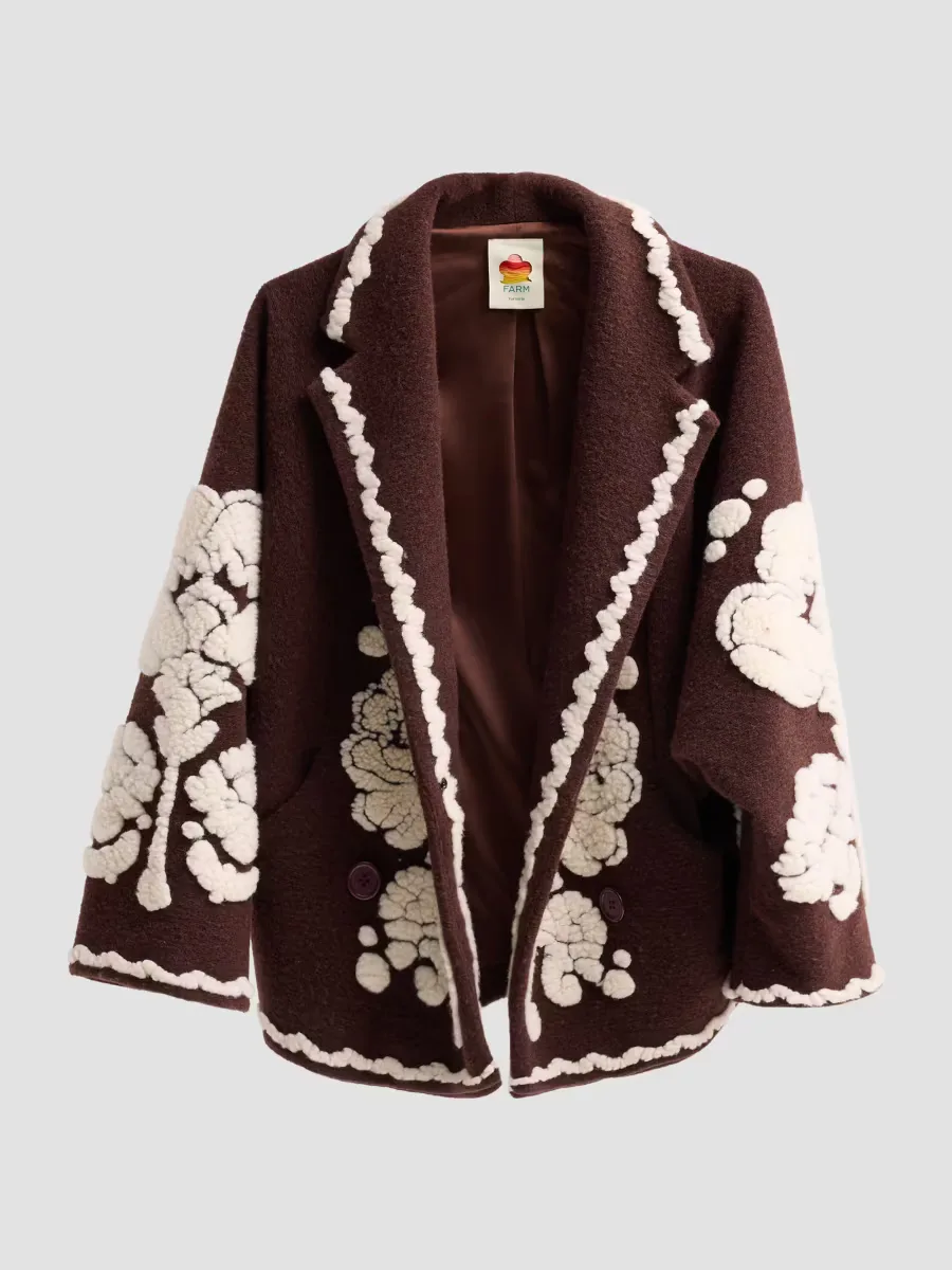Floral-Embroidered Fleece Coat by FARM Rio