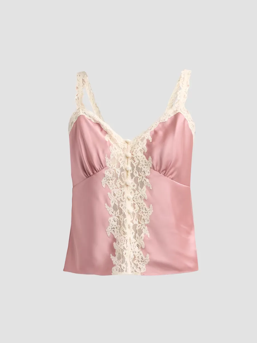 Effy Lace-Trim Crepe Top by LoveShackFancy