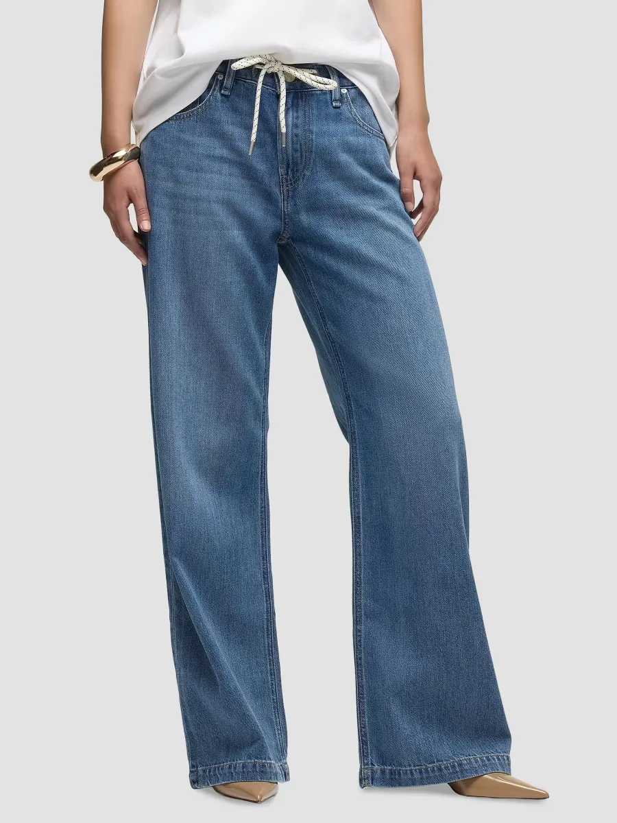 Rylee Drawstring Cotton Wide-Leg Jeans by Hudson Jeans