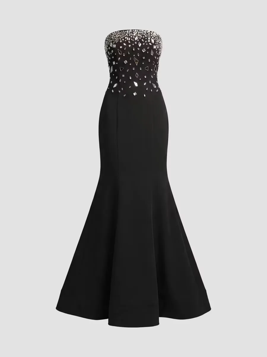 Mac Duggal Crpe Strapless Embellished Mermaid Gown by M.A.C.