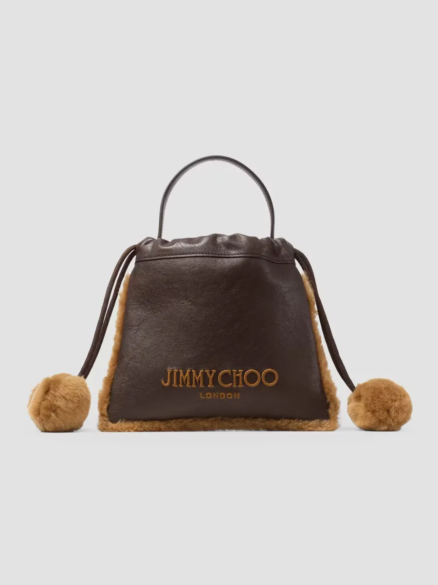 Shearling Trim Biker Drawstring Top Handle Bag by Jimmy Choo