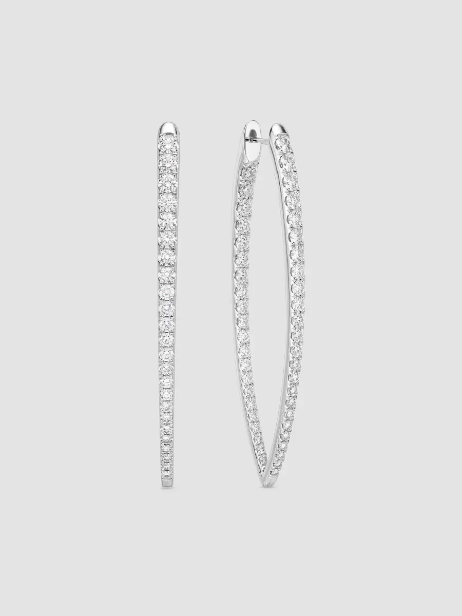 Imperial 18K White Gold & 3.29-3.45 TCW Diamond Marquise-Shaped Hoop Earrings by Memoire