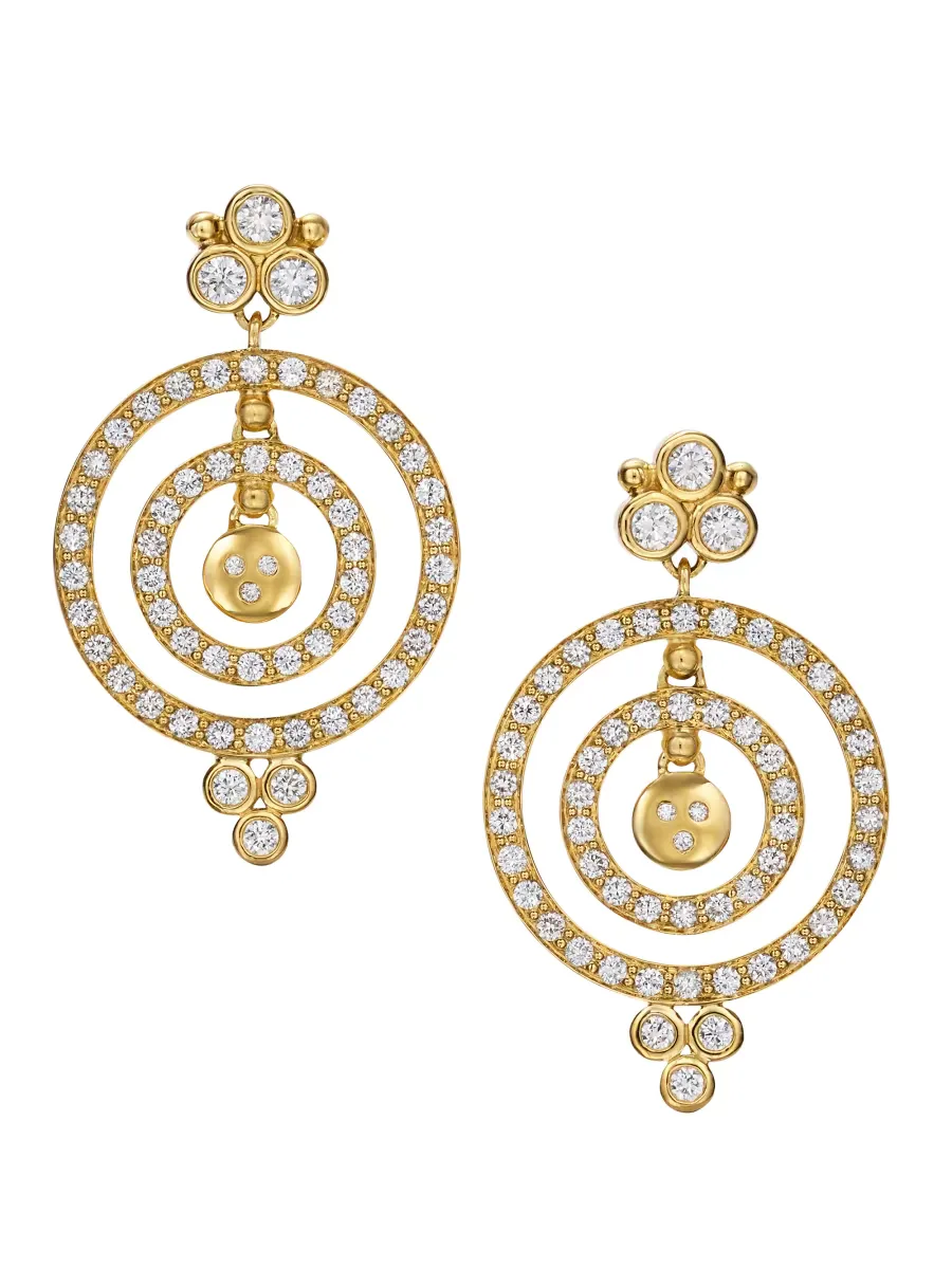 Florence86 18K Yellow Gold, Moonstone, & Diamond Drop Earrings