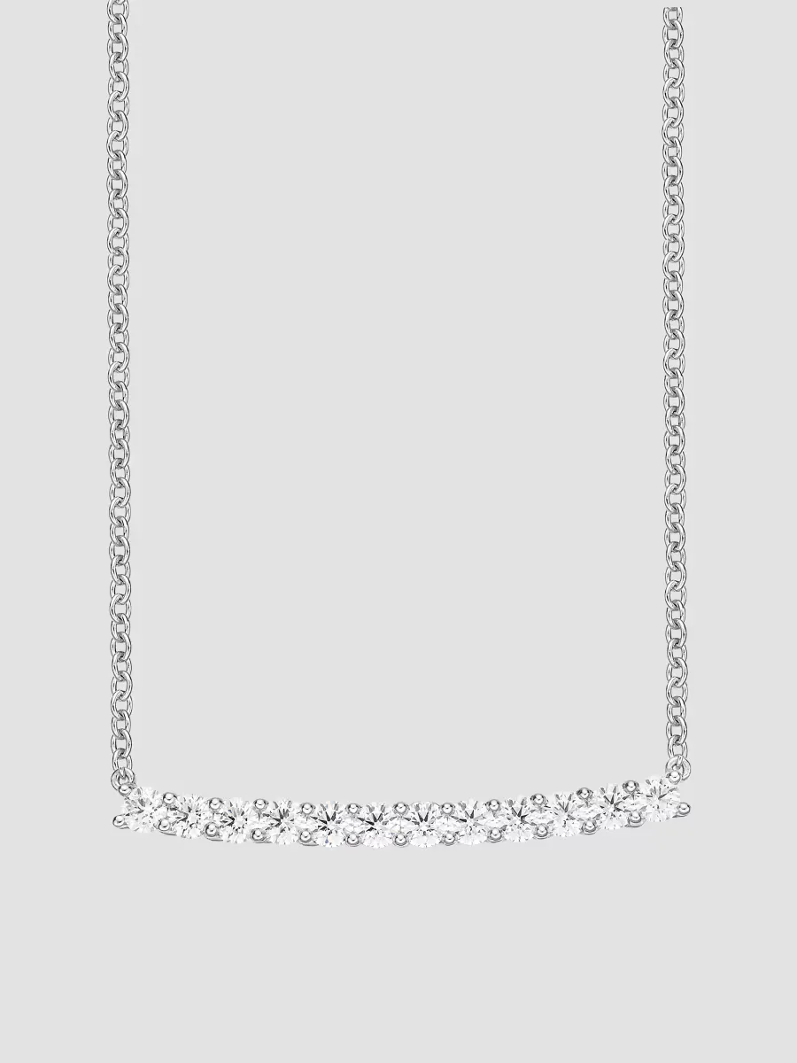 18K White Gold & 0.74-0.83 TCW Diamond Bar Pendant Necklace
