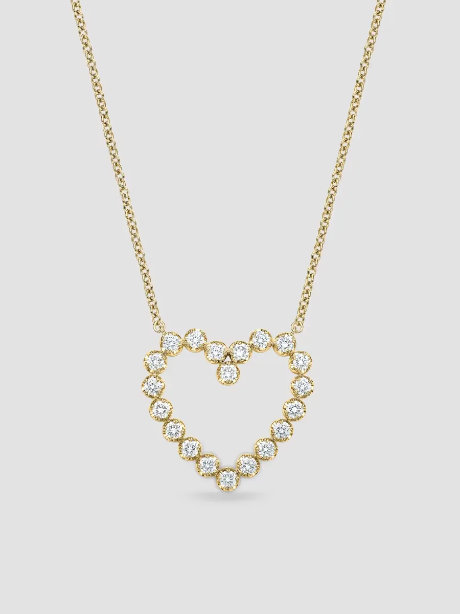 Essentials 18K Yellow Gold & 0.39-0.46 TCW Diamond Heart Pendant Necklace by Memoire