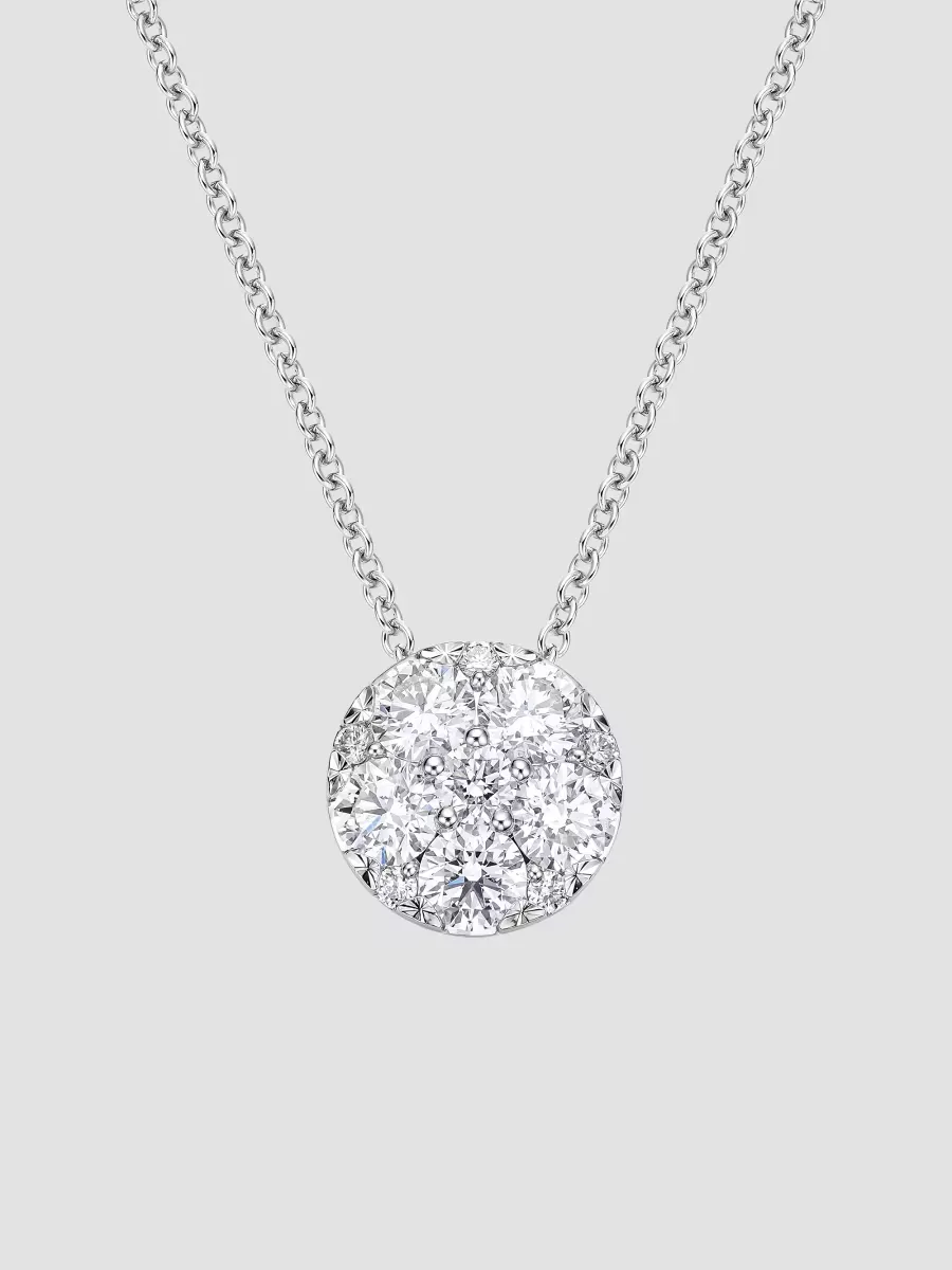 Harmony 18K White Gold & 0.96-1.08 TCW Diamond Cluster Pendant Necklace
