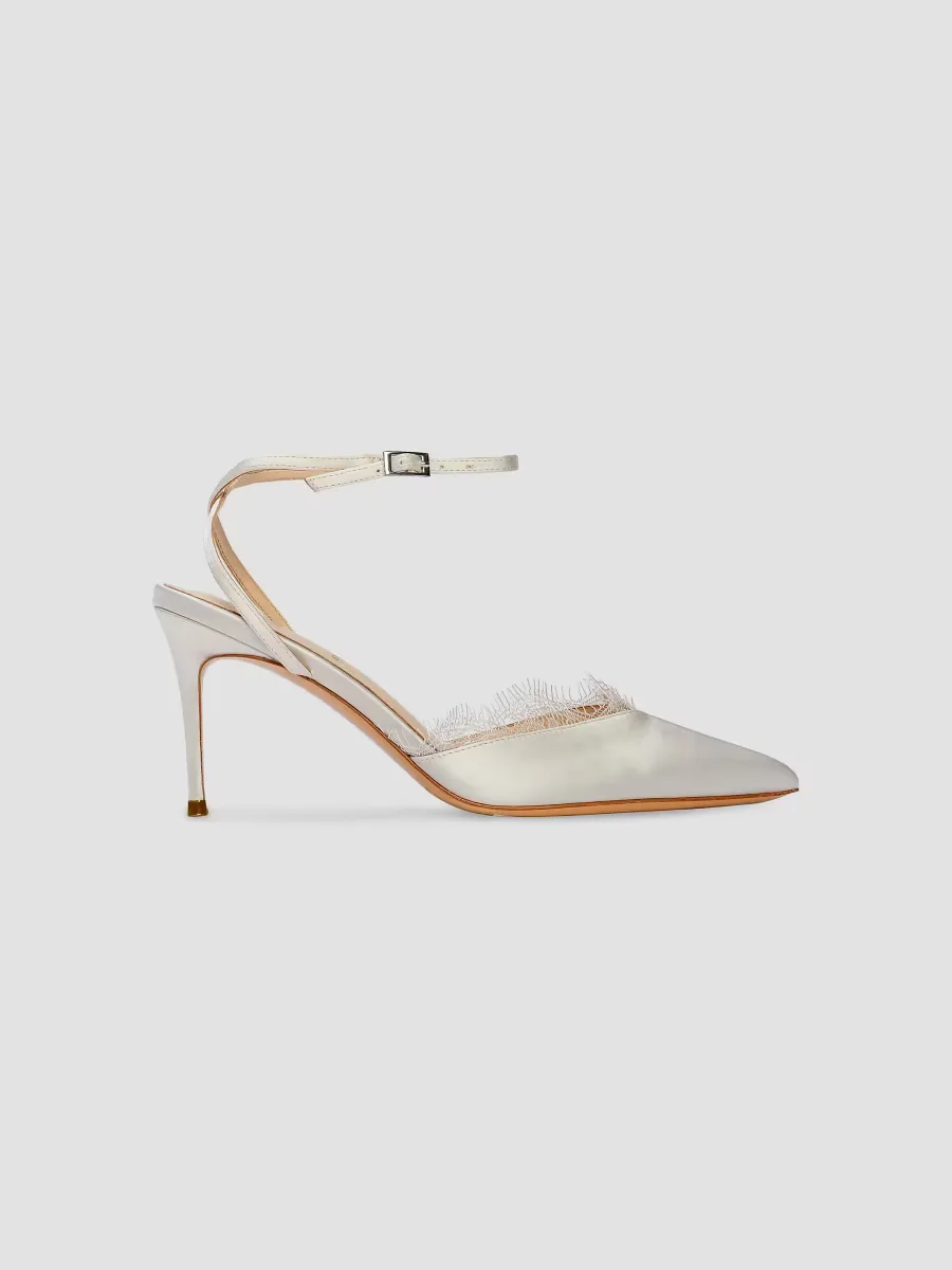 Lace 80MM Satin Pumps by Black Suede Studio