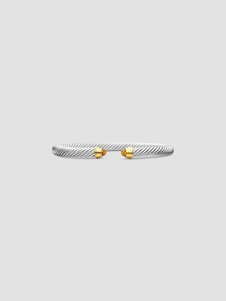 Classic Cable Bracelet in Sterling Silver - Citrine