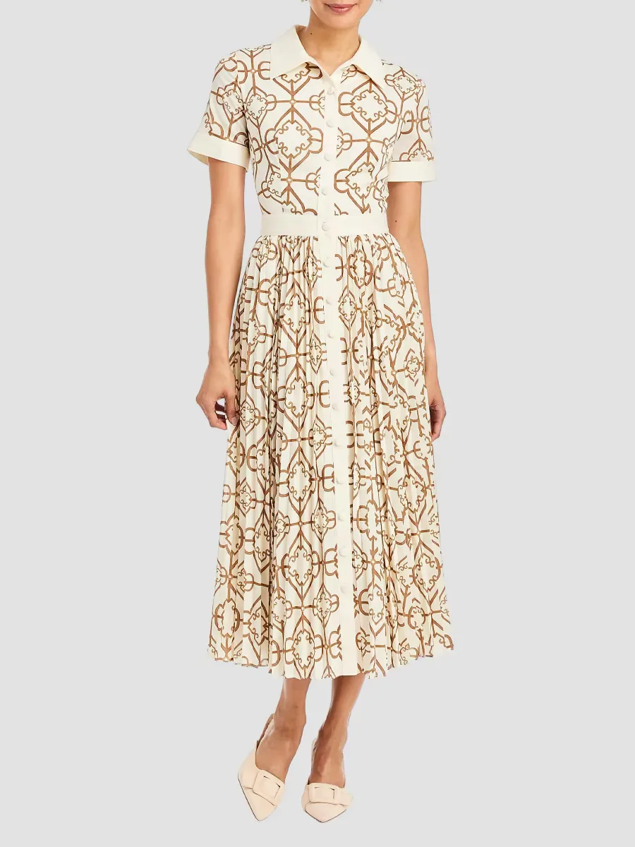 Billie Geometric Twill Button-Front Midi-Shirtdress by Mestiza New York
