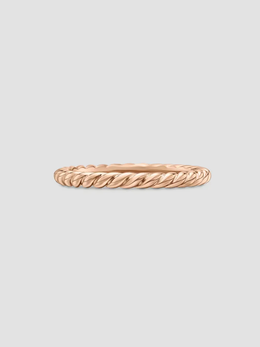 DY Cable Band Ring in 18K Rose Gold, 2mm by David Yurman