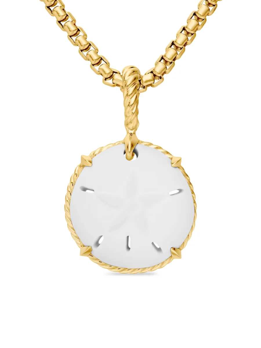Sand Dollar Amulet with White Agate and 18K Yellow Gold by David Yurman