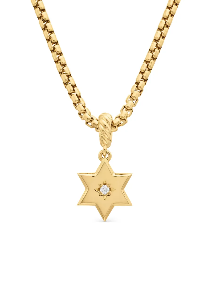 Star of David Amulet in 18K Yellow Gold with Center Diamond, 13.2mm by David Yurman