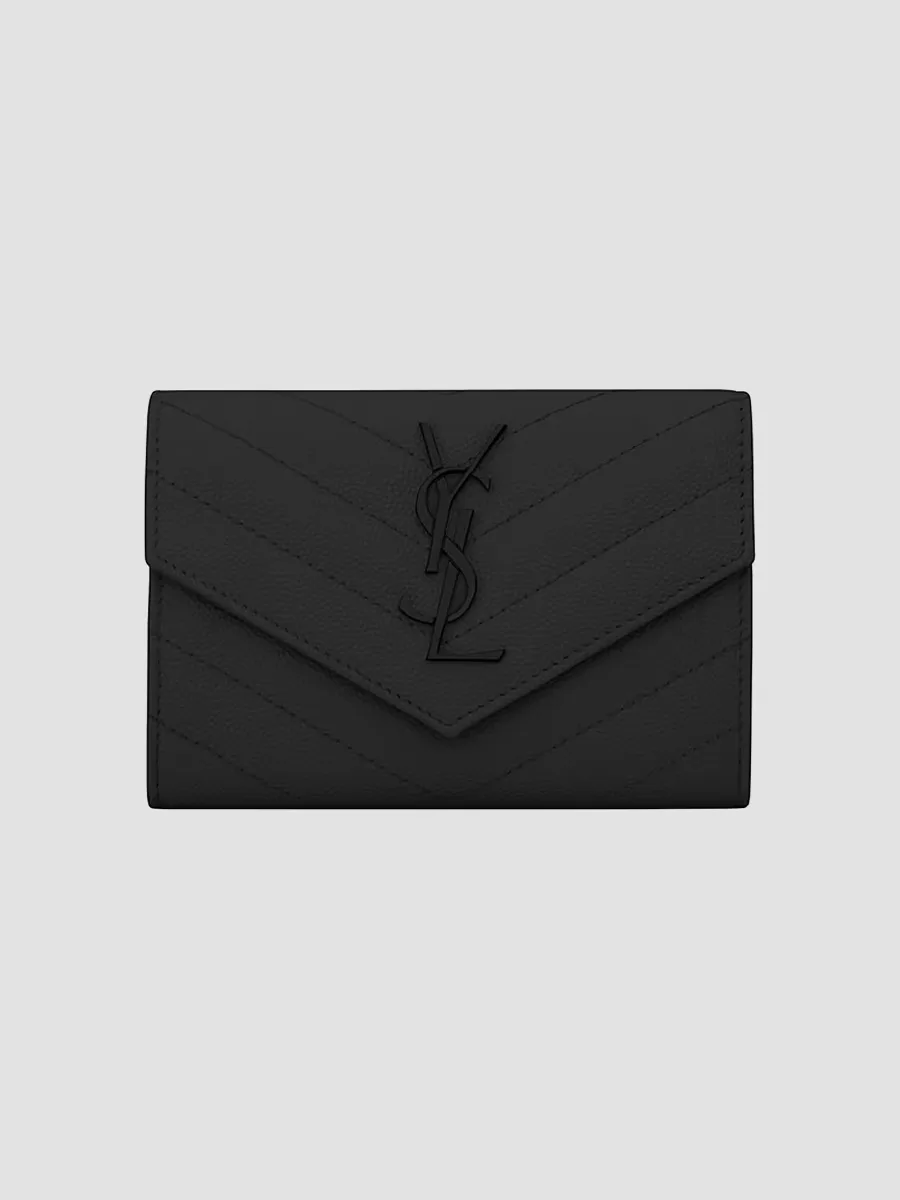 Cassandre Matelassé Small Envelope Wallet in Grain De Poudre Embossed Leather