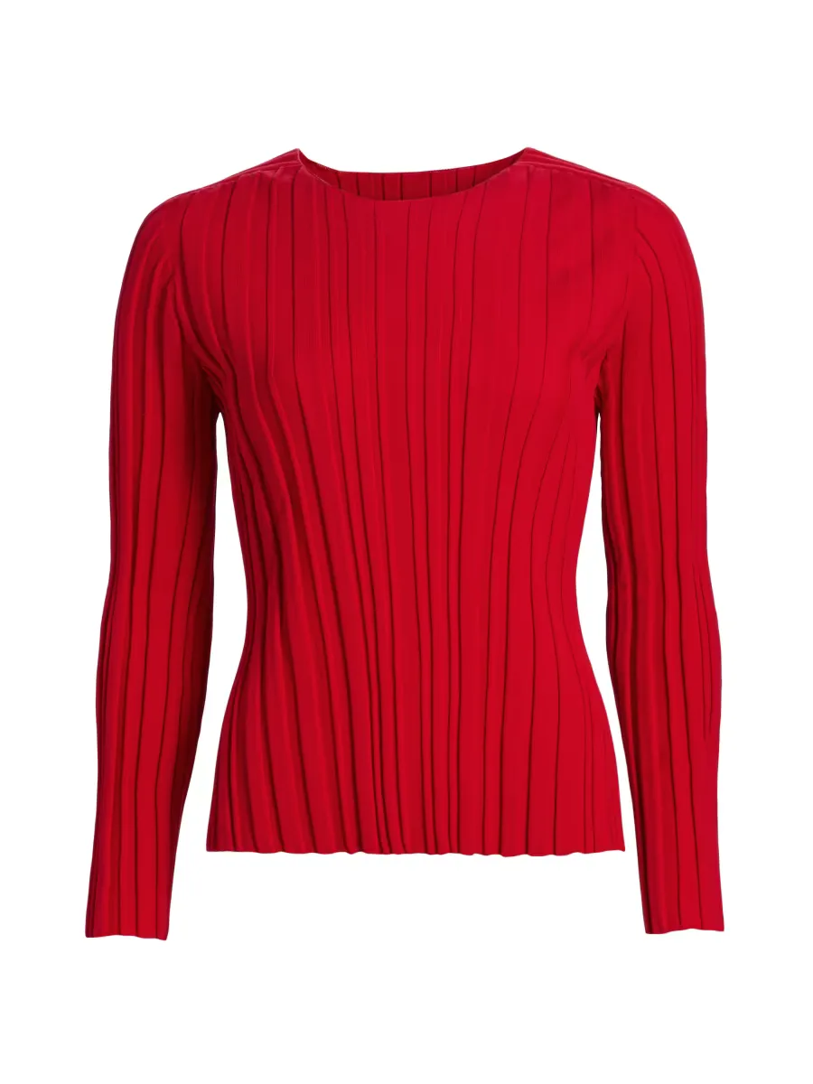 Rib-Knit Crewneck Top by Pleats Please Issey Miyake