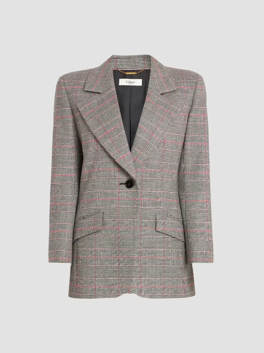 Glen Check Wool-Blend Jacket by Chloé