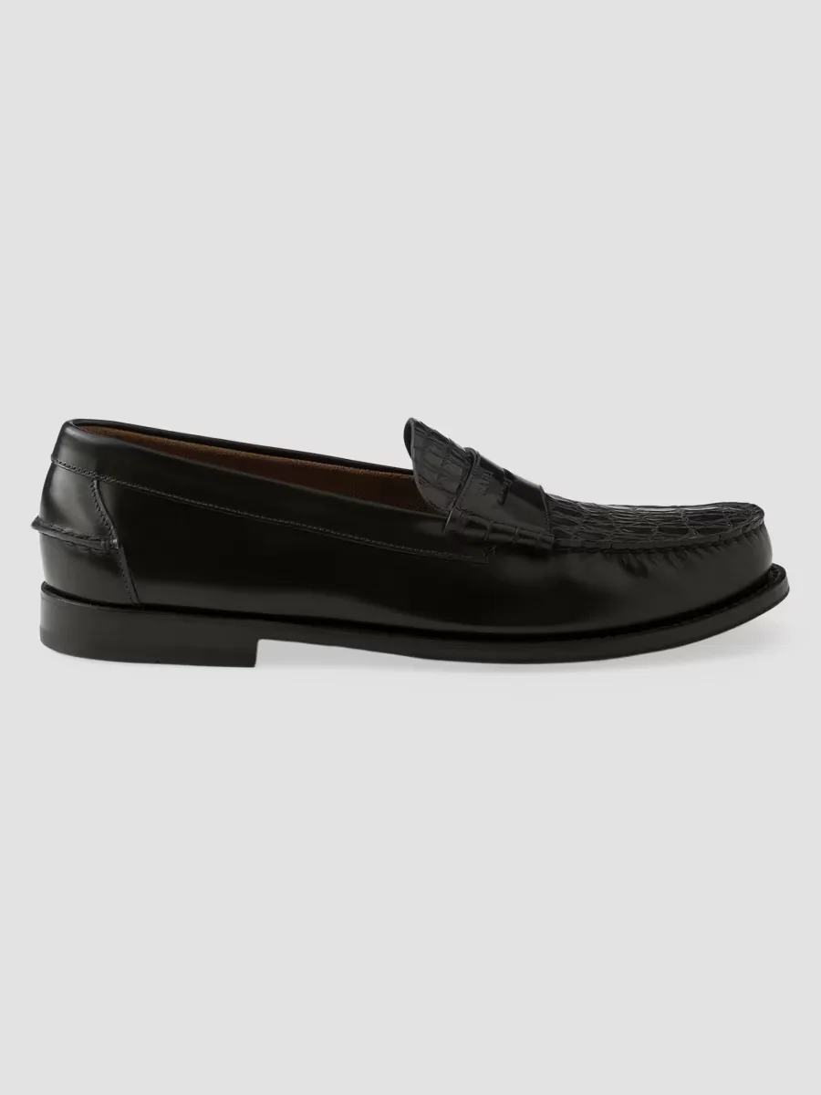 Brushed Leather and Crocodile Loafers