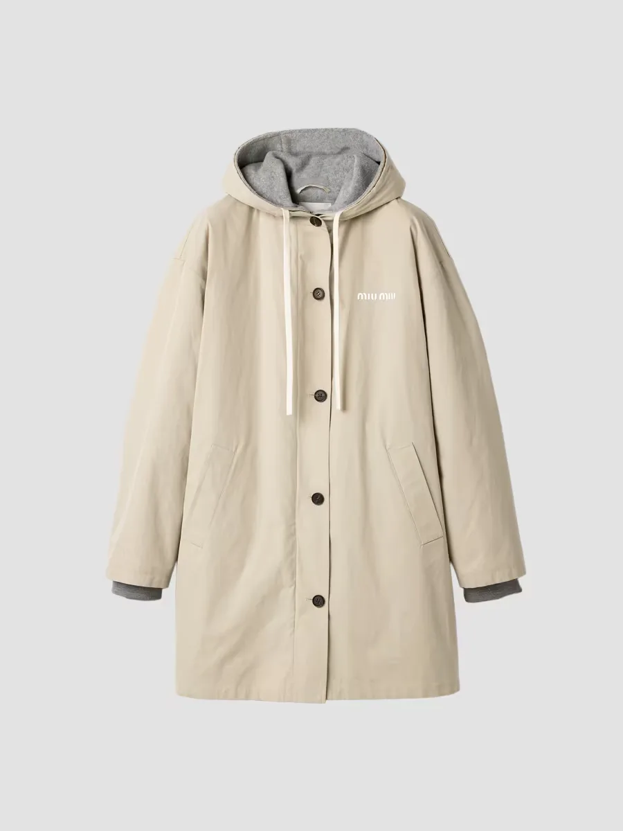 Single-Breasted Panama Cotton and Fleece Caban Jacket by Miu Miu