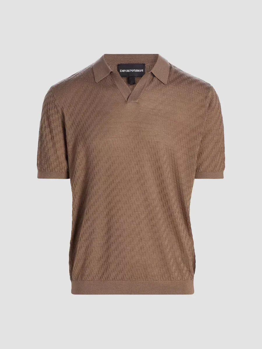 Emporio Armani Textured Jacquard Polo Shirt by Armani