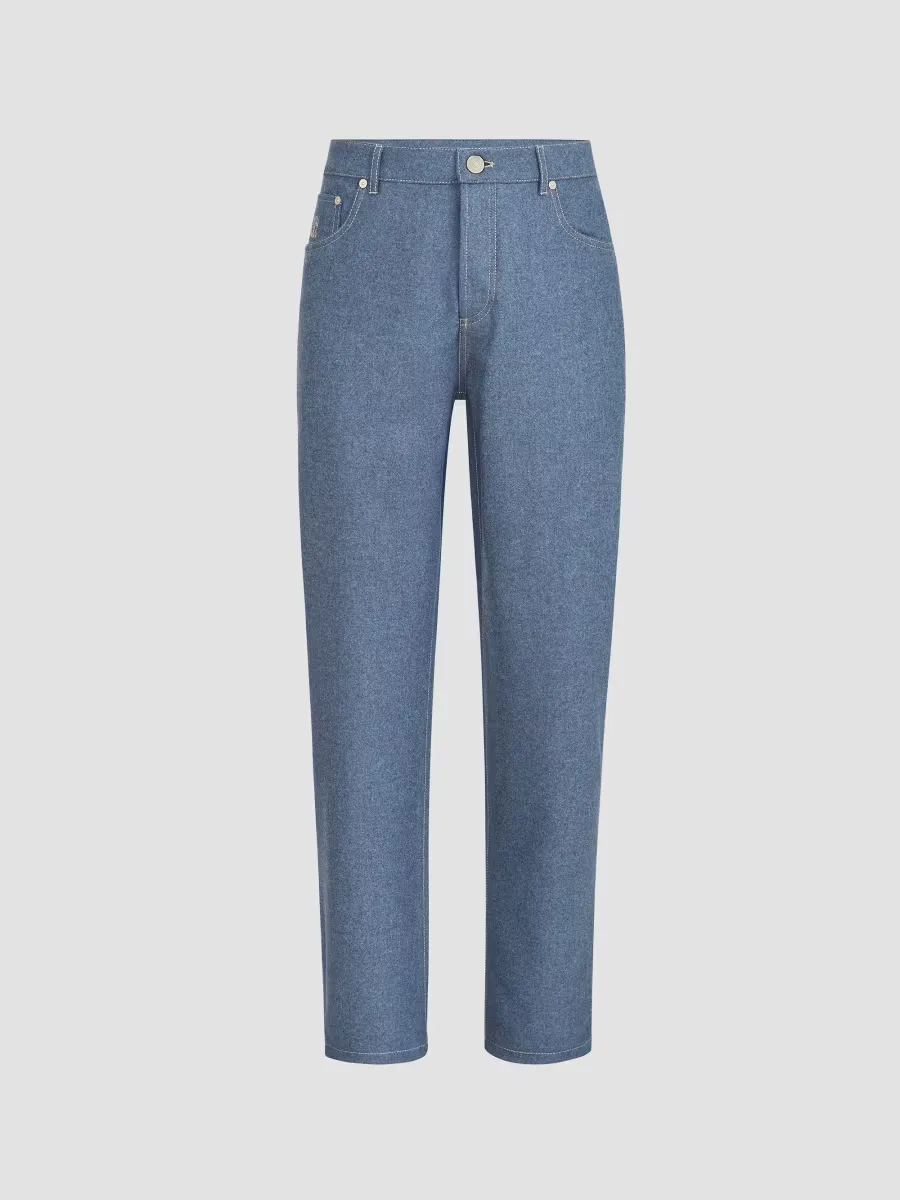 Virgin Wool Flannel Five-Pocket Trousers by Brunello Cucinelli