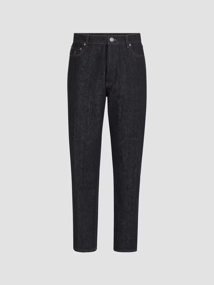 No-Fade Denim Iconic Fit Five-Pocket Jeans by Brunello Cucinelli