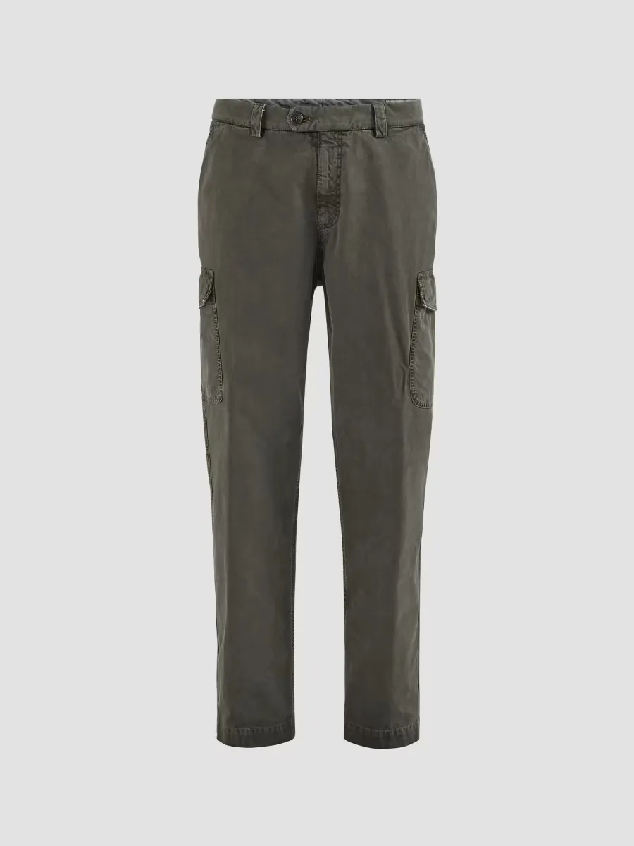 Peached Cotton Gabardine Trousers with Cargo Pockets