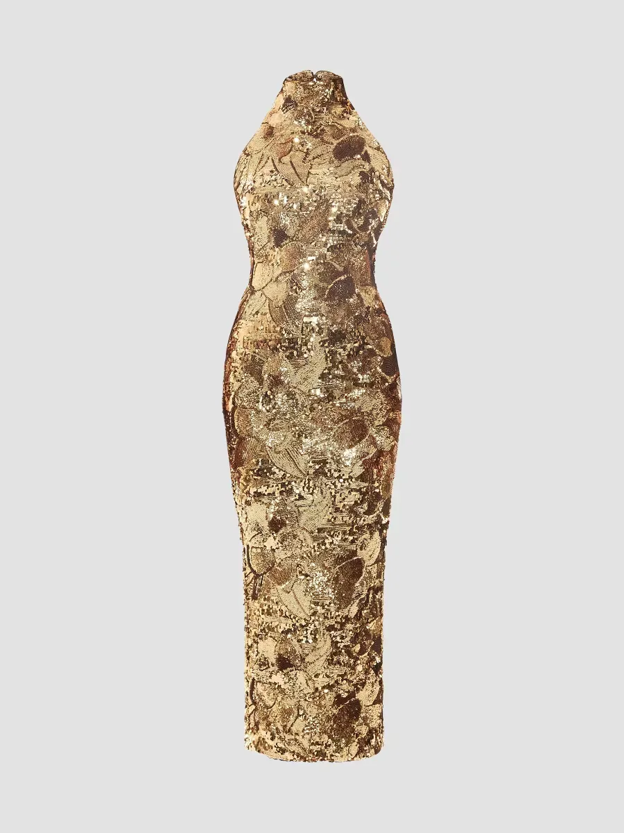 Florentine Sequin-Embellished Column Cocktail Dress by Zhivago