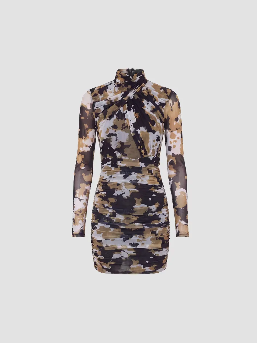 Kaia Mesh Gathered Mini Dress by NICHOLAS