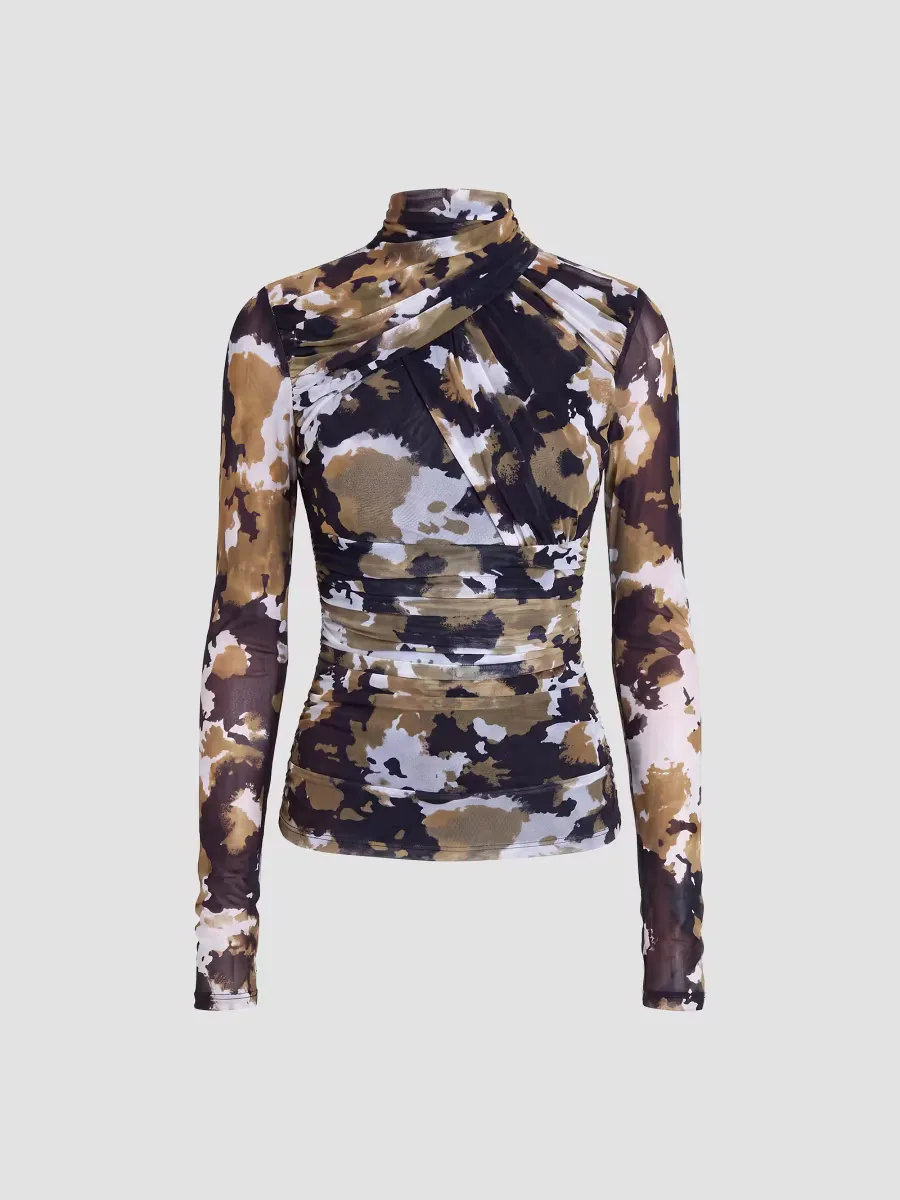 Ivy Mesh Gathered Long Sleeve Top by NICHOLAS