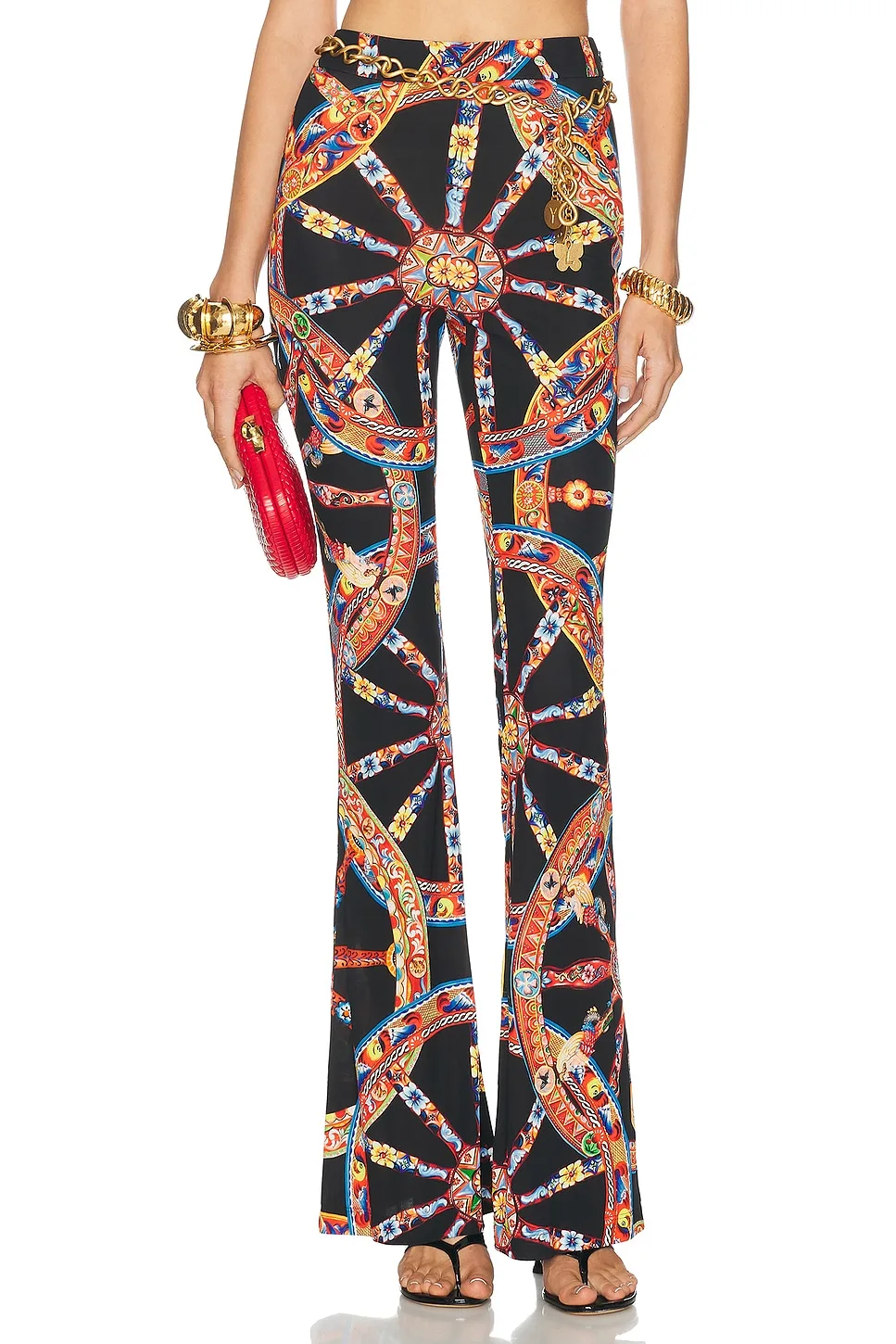 Organzino Pes Caretto Print Flare Pant by Dolce & Gabbana
