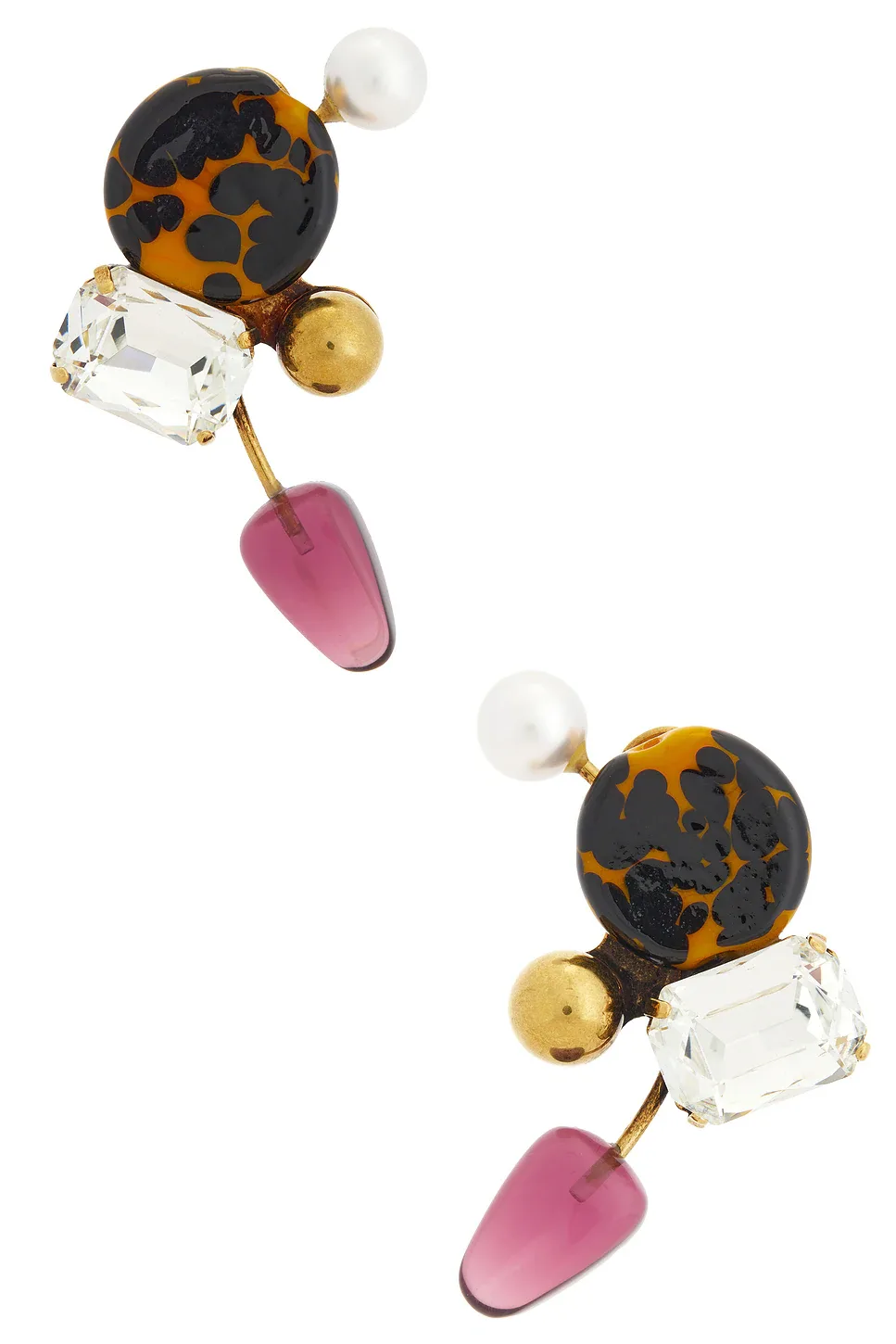 Handmade Artisanal Glass Disc Shell Paste Earrings by Dries Van Noten