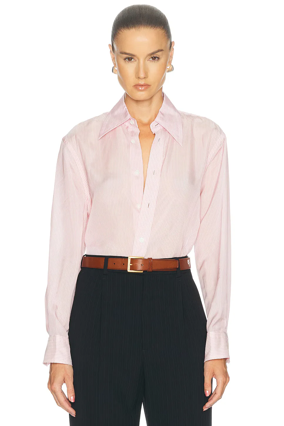 Cupro Pinstripe Shirt by Bottega Veneta