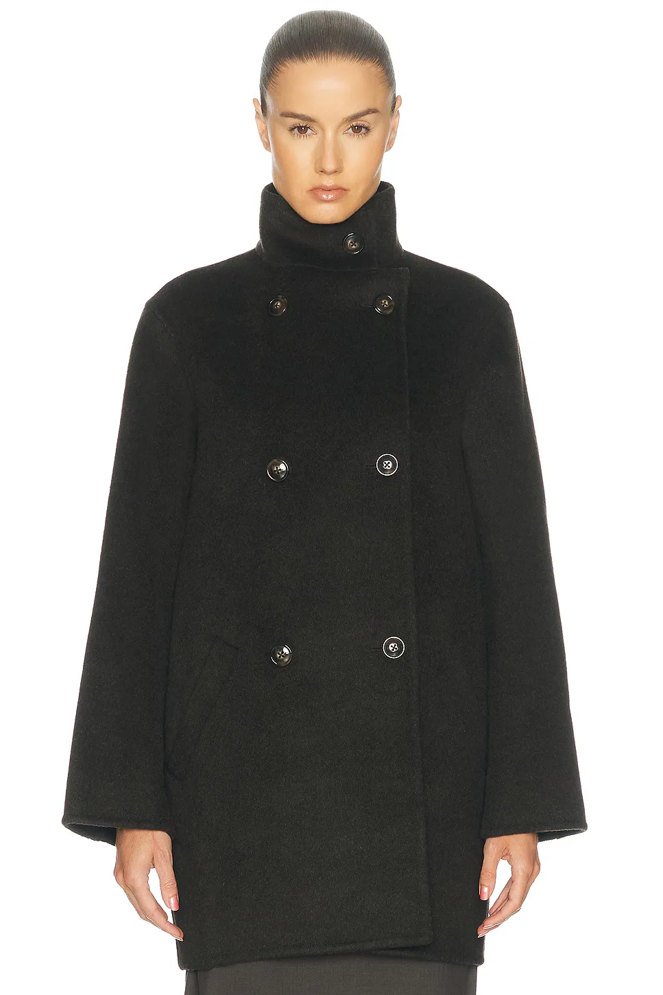 Olmo High-Neck Double Breasted Coat by Loulou De Saison