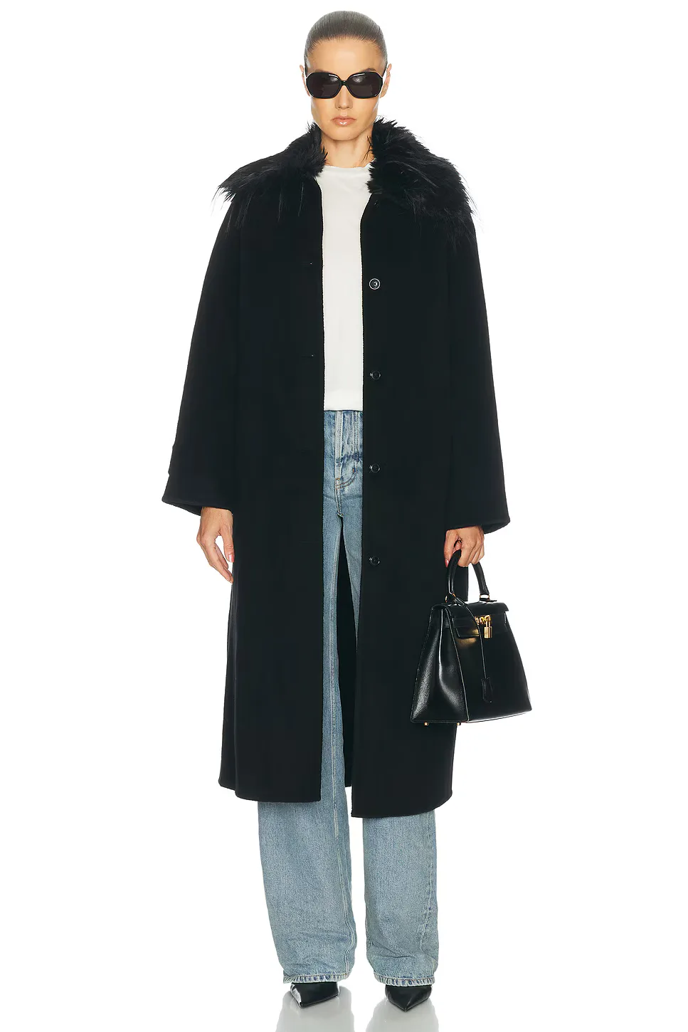 Yrsa Coat with Removable Faux Fur by Loulou De Saison