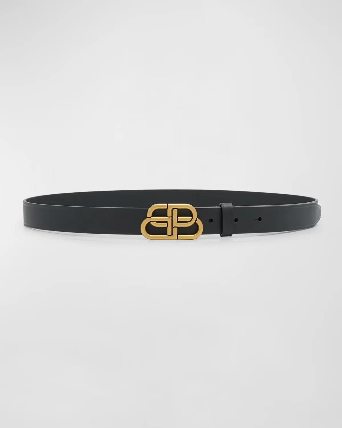 Silver-Tone BB Thin Leather Belt by Balenciaga