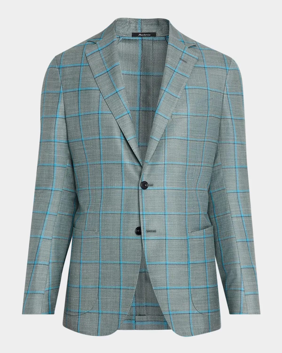 Wool and Silk Windowpane Check Sport Coat by Sartorio