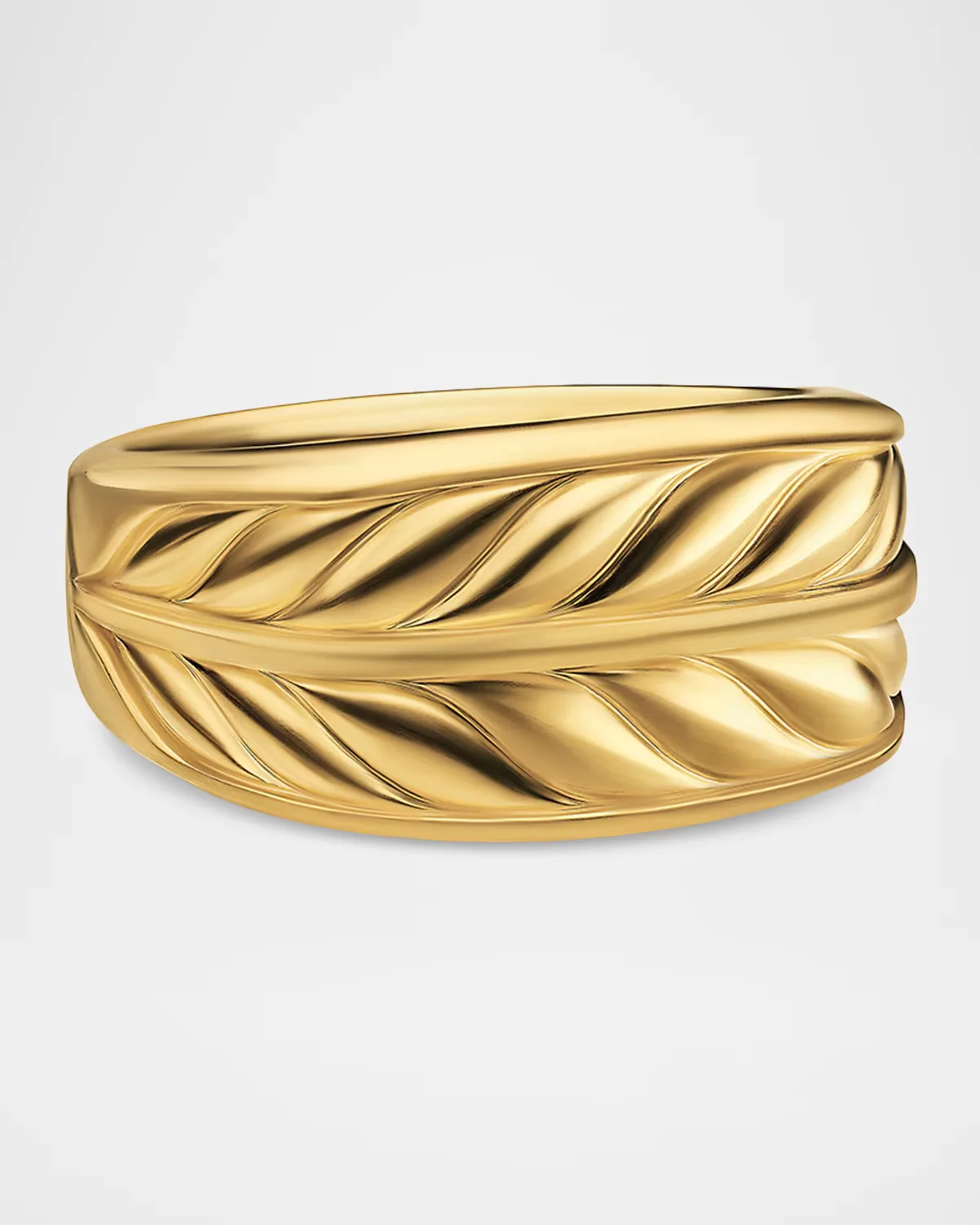 Chevron Three Sided Signet Ring in 18K Yellow Gold, 12.5mm by David Yurman