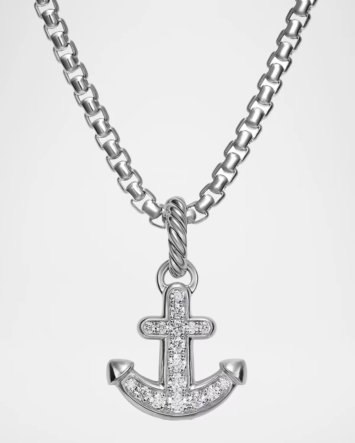 Anchor Amulet with Diamonds in Silver, 14.2mm