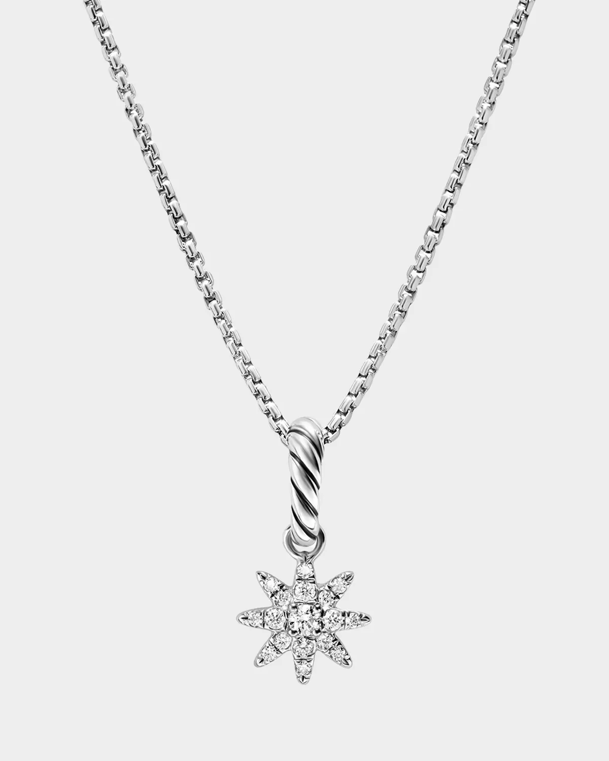 Petite Starburst Amulet with Diamonds in Silver, 10mm