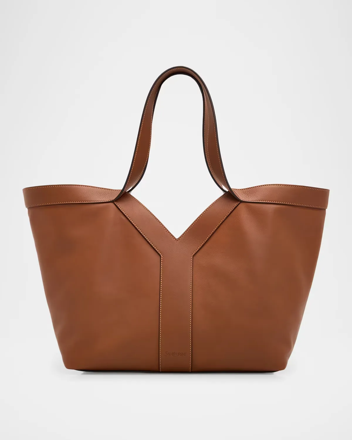 Y-Stitch Leather Tote Bag by Saint Laurent