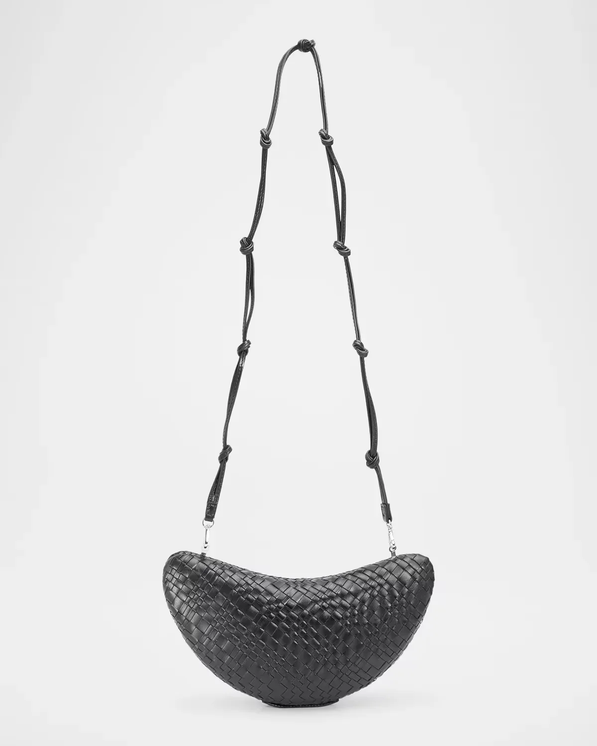 Crescent Woven Leather Clutch Bag by STAUD