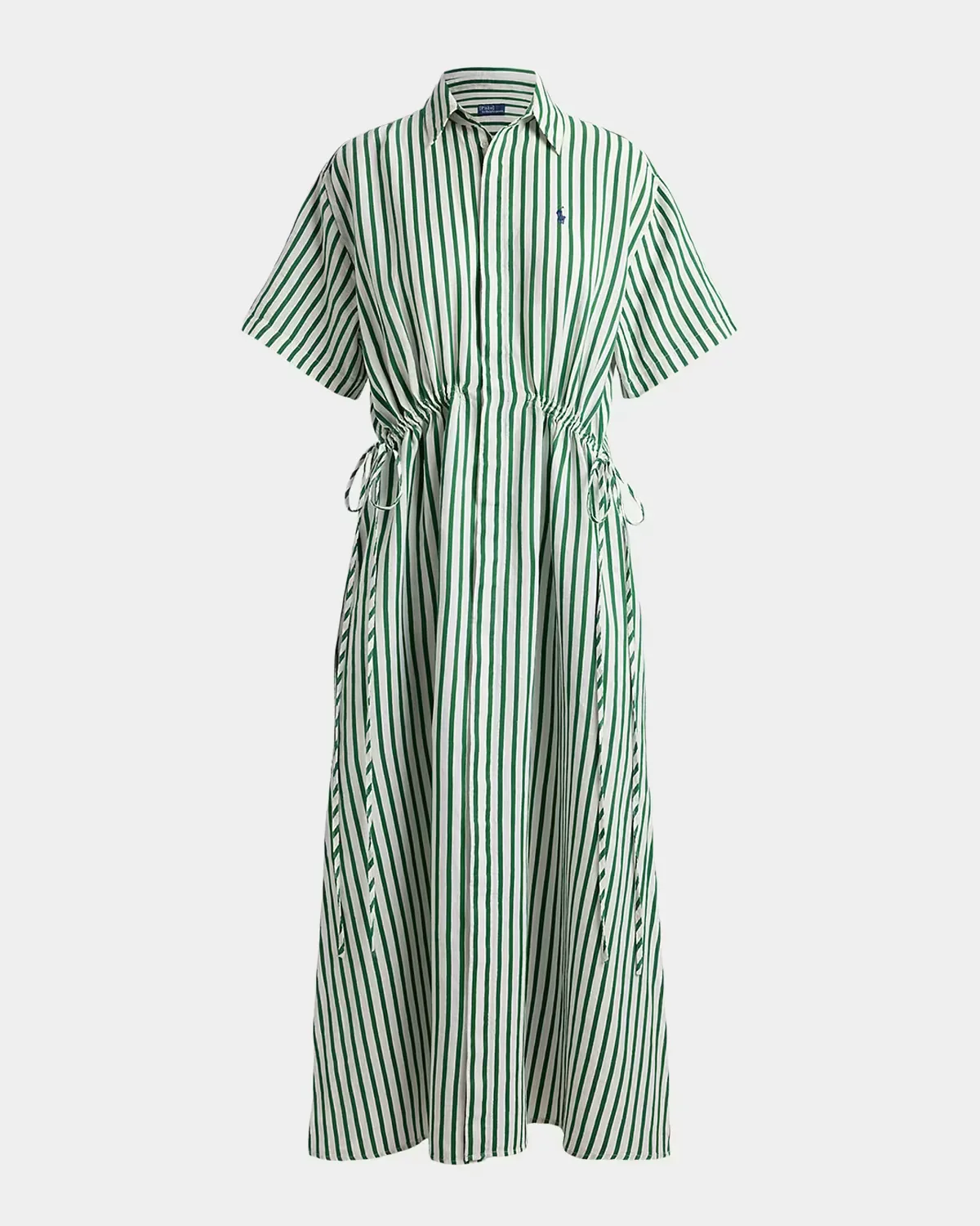 Striped Linen-Cotton Midi Shirtdress